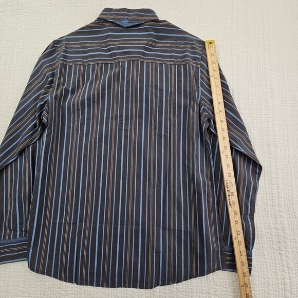 English Laundry Blaque Label Shirt Men's Large Black Blue Stripes NWT Arrogant - Picture 14 of 16